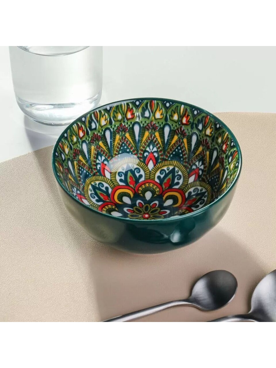Салатник керамика, 15х7.5 см, 0.64 л, Самарканд, Y4-9773, зеленый