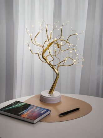 Фигурка декоративная полимер, Дерево, с подсветкой, 72 лампы, теплый белый свет, работа от USB или 3АА, Y4-9540