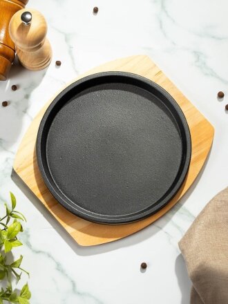 Сковорода чугун, 21.5х2 см, с подставкой, Y4-8875