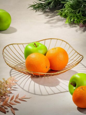 Ваза для фруктов, металл, 26х6 см, Y4-7654, золотая