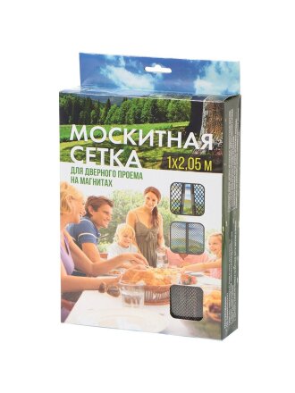 Сетка москитная для двери, 1х2.05 м, на магнитах, липучка, черно-желтая, С герберами, YTMN003, коробка