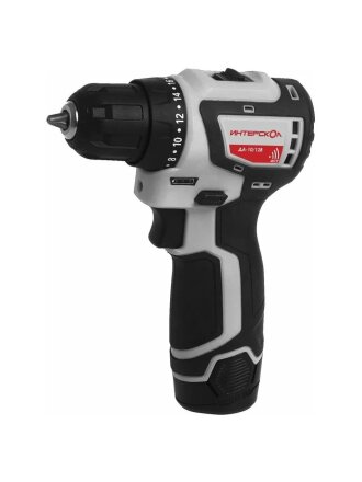 Дрель-шуруповерт аккумуляторный, Интерскол, ДА-10/12В, бесщеточный, 12 В, кейс, 687.2.2.70