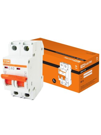 Автоматический выключатель TDM Electric, ВА47-29, 2 полюса, 40, 4.5 кА, С, SQ0206-0097