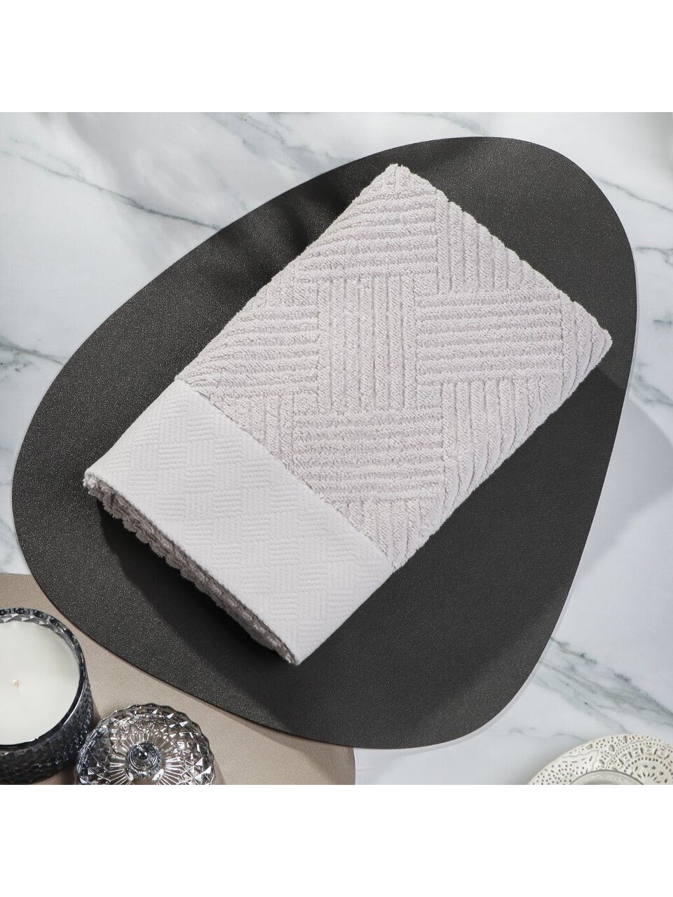 Полотенце банное 70х140 см, 100% хлопок, 500 г/м2, Аура, светло-серое, Узбекистан