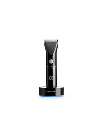 Машинка для стрижки, Brayer, 3400BR, аккумуляторная, 3 Вт, черная, 4 насадки, LED-дисплей