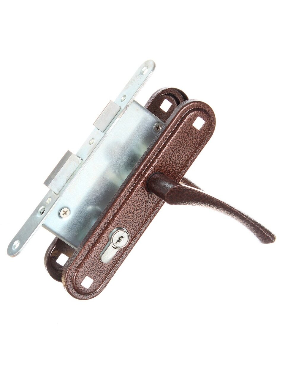 Замок врезной Зенит, ЗВ4-3.07, 00-00000552, ручка в комплекте, цилиндровый, медный