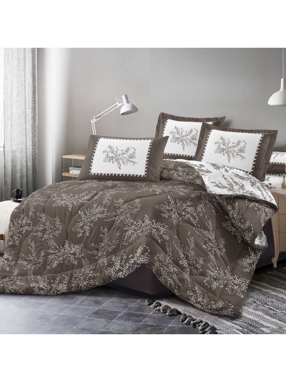 Постельное белье семейное, простыня 215х240 см, 2 наволочки 50х70 см, 2 пододеяльника 145х215 см, Butterfly, поплин, 6472