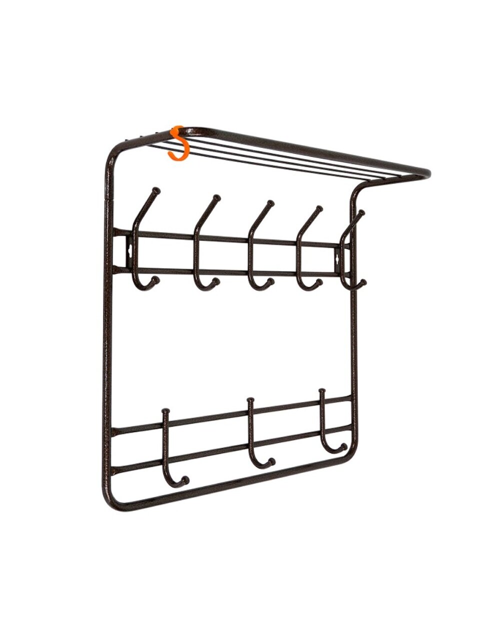 Вешалка настенная 8 крючков, 2-х ярусная, с полкой, 60х22х58 см, ЗМИ, ВСП 8, черная