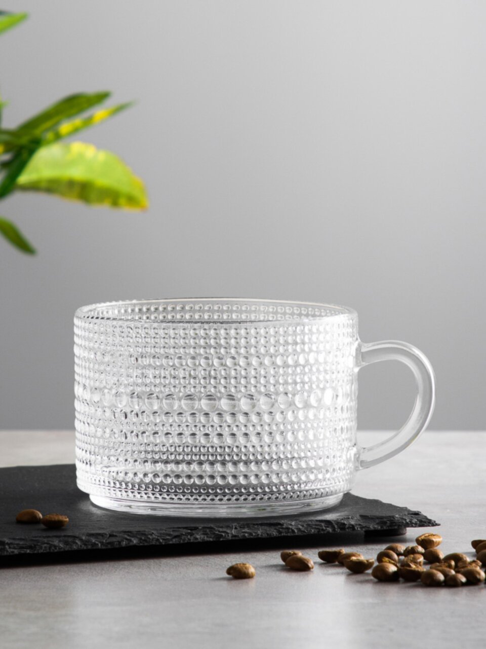Кружка стекло, 380 мл, с рельефным узором, Millimi, 806-176
