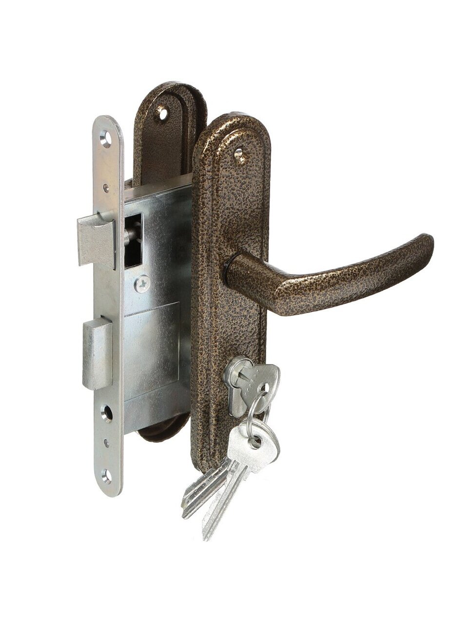 Замок врезной Зенит, ЗВ4-3.08, БП-00011717, ручка в комплекте, цилиндровый, бронзовый