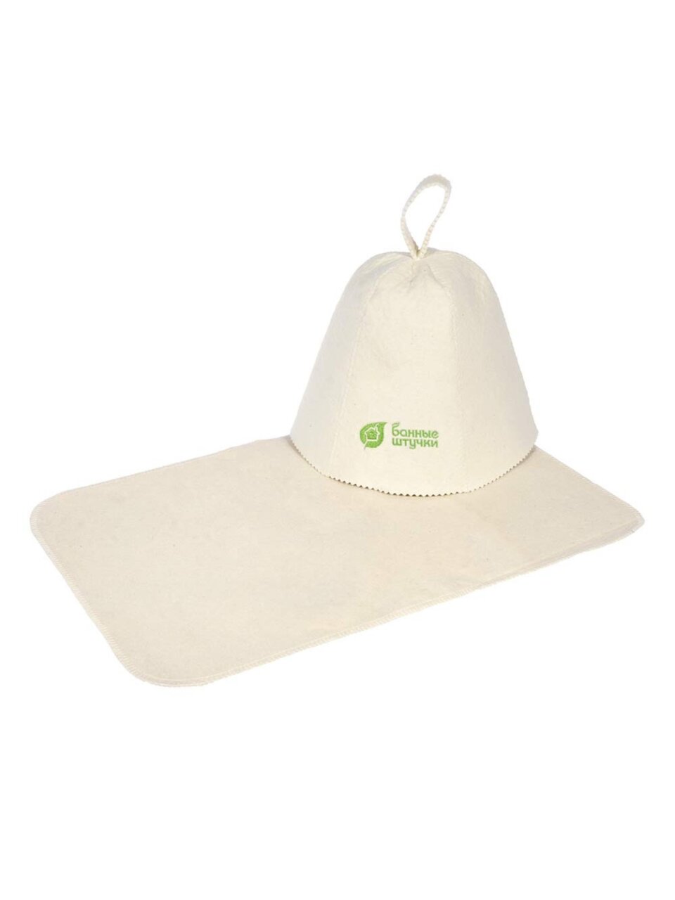 Набор для бани 2 предмета, шапка, коврик, 100% шерсть, Банные штучки, 42017