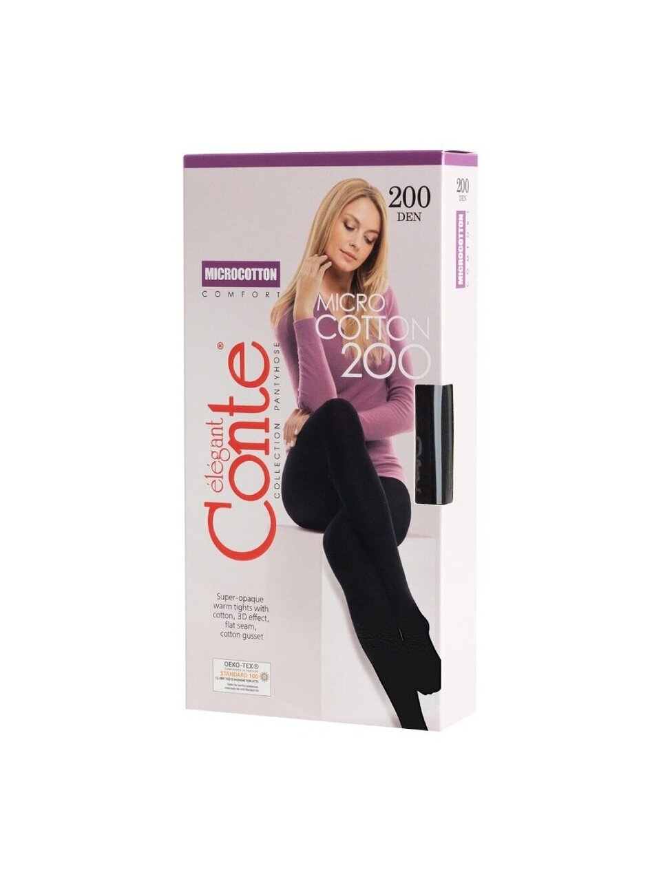 Колготки Conte, Microcotton, 200 DEN, р. 2, nero/черные, 18С-70СП