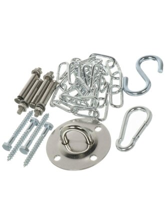 Комплект для подвесных кресел цепь стальная 1 м, 4 шурупа для дерева, 4 шурупа для бетона, потолочный