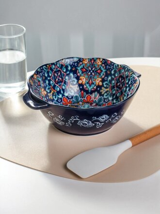 Салатник керамика, 1.2 л, 24х20 см, Самарканд, Y4-9757, синий