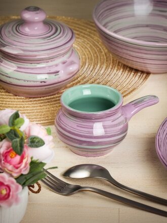 Кокотница керамика, 7 см, 0.25 л, круглая, Борисовская керамика, Лаванда Новарусса, ЛАВ00014325