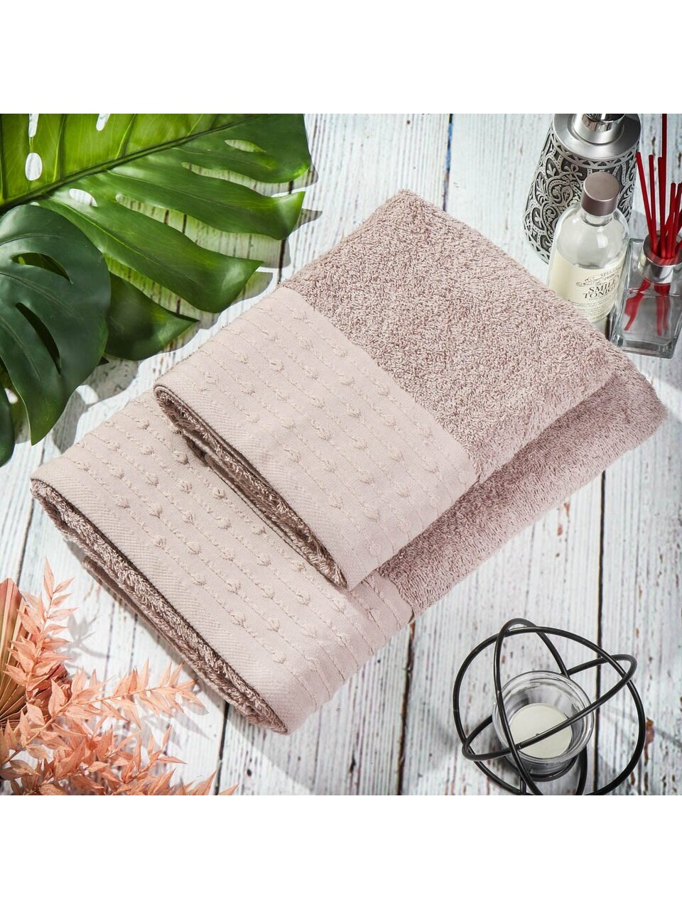 Полотенце банное 70х140 см, 100% хлопок, 470 г/м2, Дафна, латте, Узбекистан