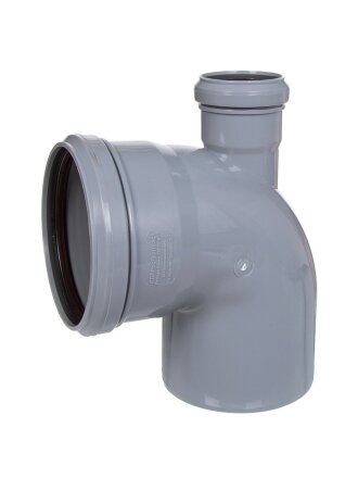 Уголок с отводом канализационный фронтальный, 110х50 мм, 90 °, РосТурПласт, с выходом вверх, полипропилен, 36651