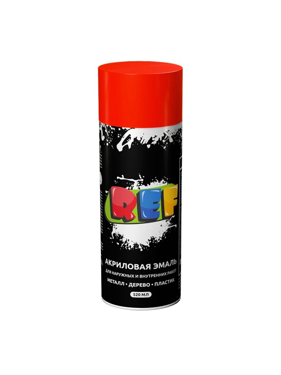 Эмаль аэрозольная, REF, универсальная, флуоресцентная, акриловая, красная, 520 мл