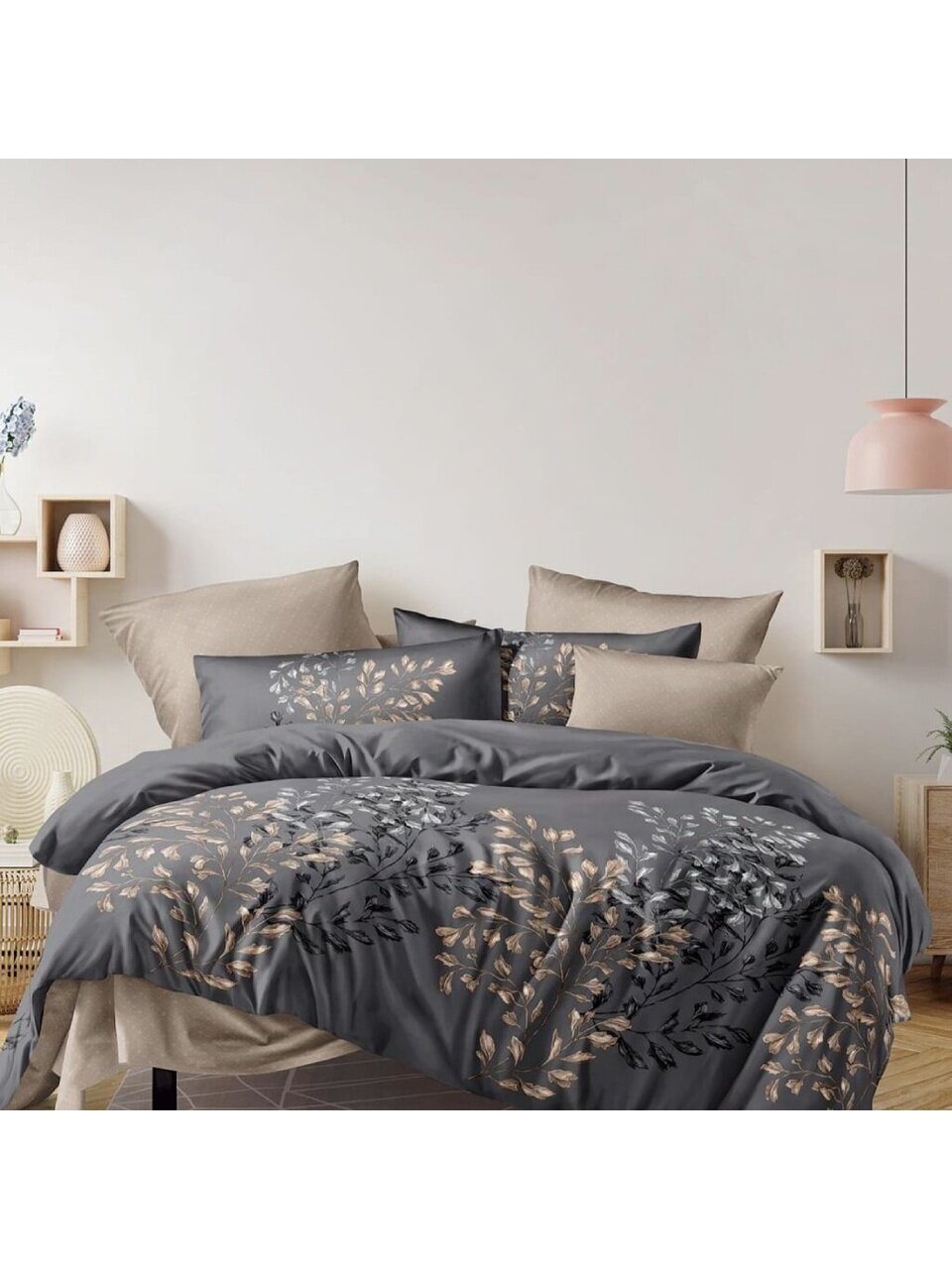 Постельное белье 2-спальное, с европростыней, простыня 220х240 см, 2 наволочки 70х70 см, пододеяльник 175х215 см, Alleri, сатин, молния, Premium, СП-301