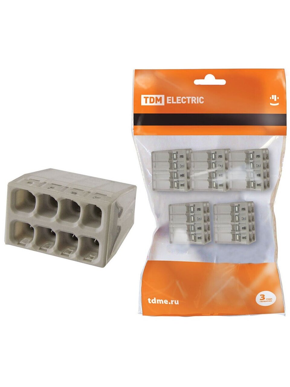 Клемма КБМ-2273-248, строительно-монтажная, с пастой, 5 шт, 2.5 мм², TDM Electric, SQ0517-0127