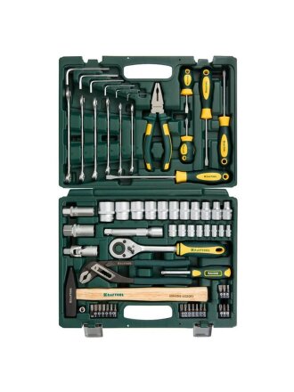 Набор слесарных инструментов Kraftool, Extrem-66, 1/2", 1/4", сталь, кейс, 66 предметов