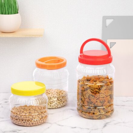 Банка для сыпучих продуктов, пластик, 1 л, с крышкой, Альтернатива, М470, в ассортименте