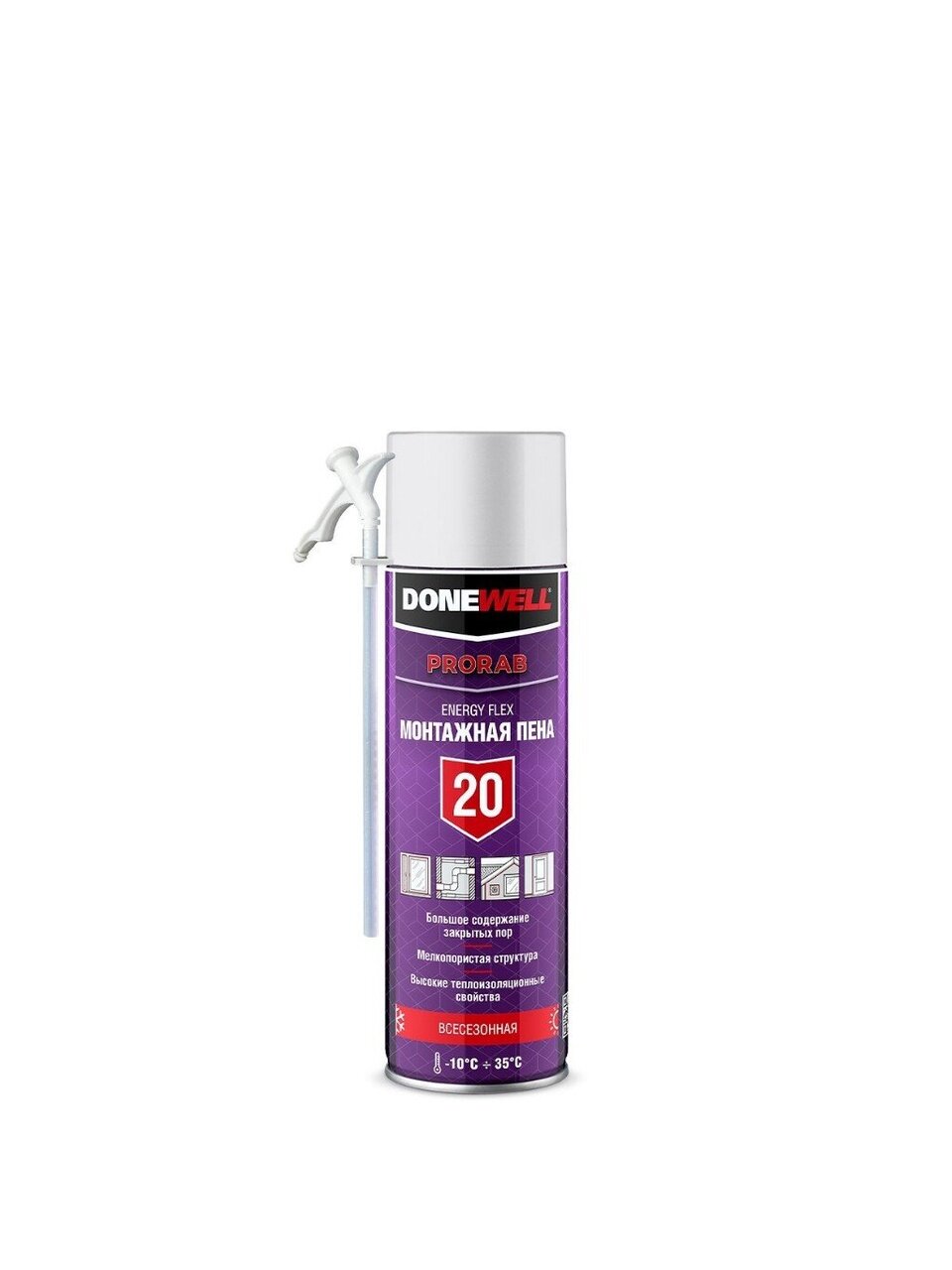 Пена монтажная KUDO, Donewell Energy Flex 20, бытовая, 40 л, 650 мл, всесезонная, DPH06U20
