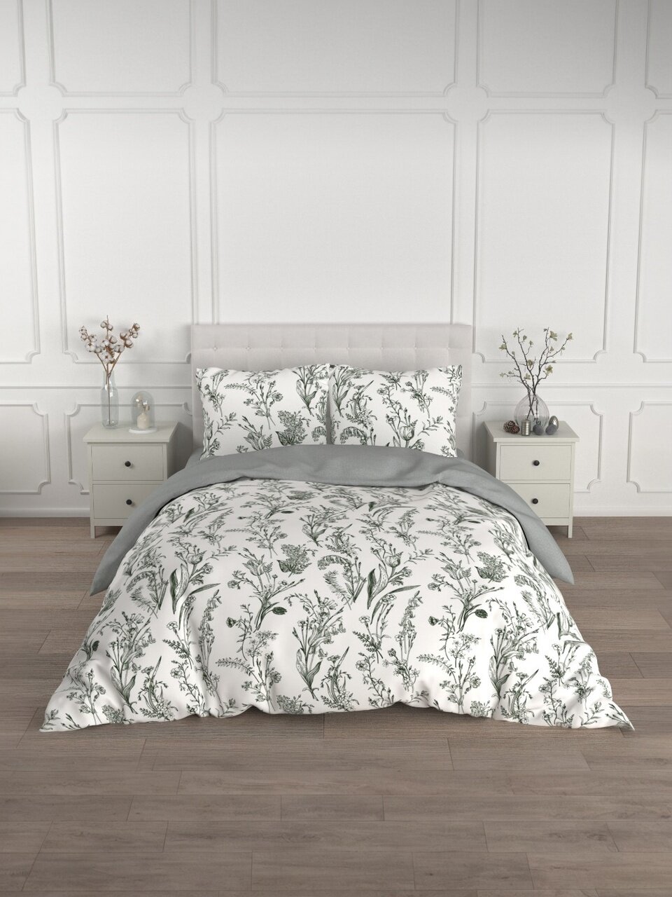 Постельное белье 1.5-спальное, простыня 150х215 см, 2 наволочки 70х70 см, пододеяльник 145х215 см, Silvano, сатин, Грана