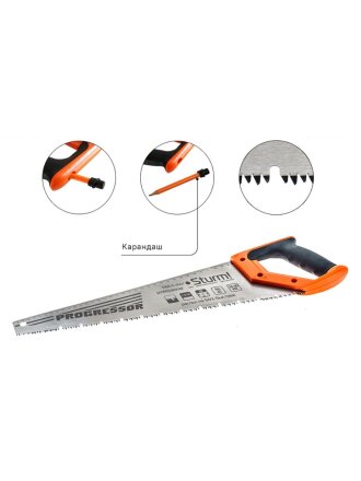 Ножовка по дереву, 450 мм, 7-8 TPI, Sturm, зуб-3D, карандаш, 1060-12-4507