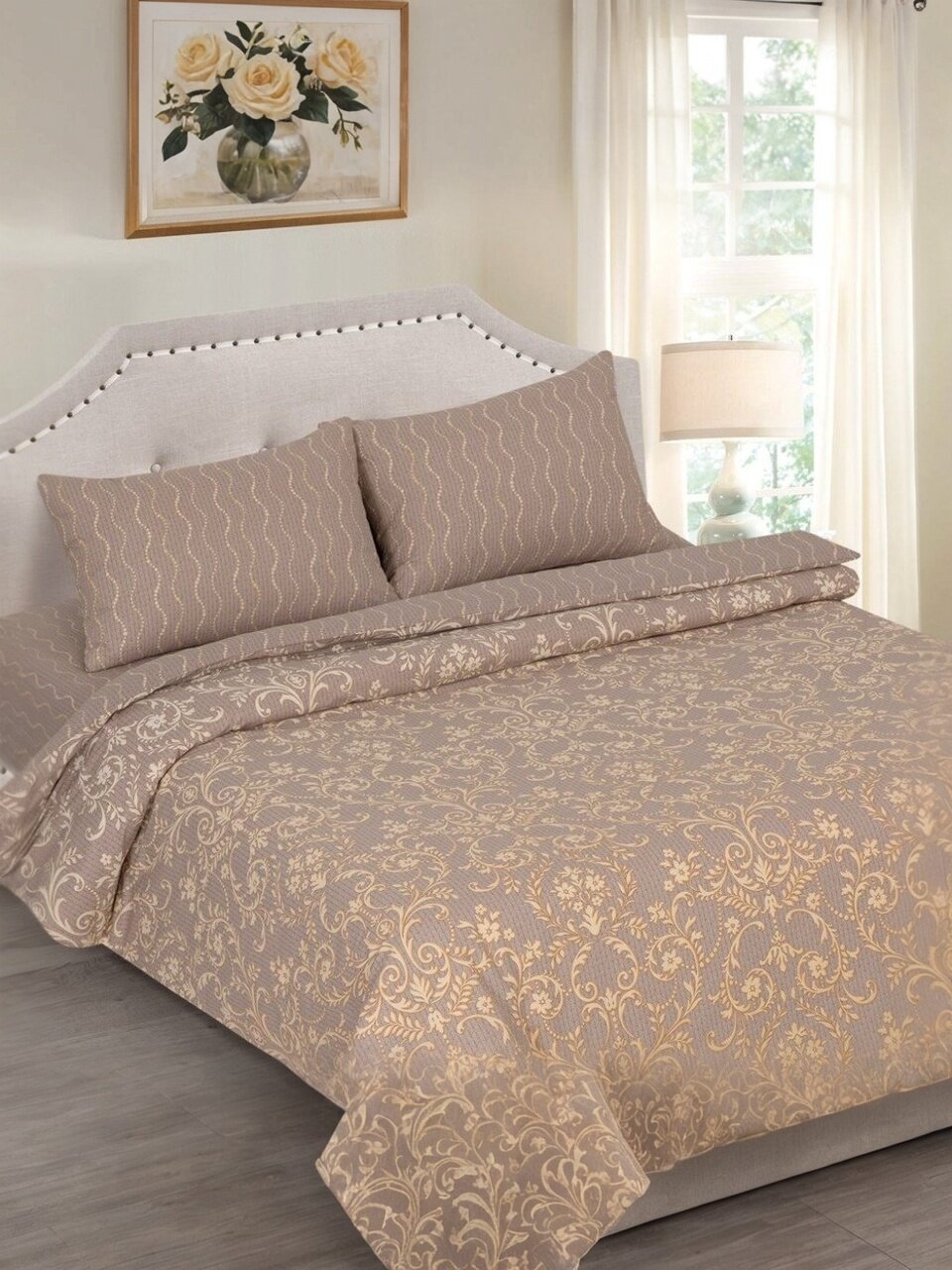 Постельное белье 2-спальное, простыня 160х200 см, 2 наволочки 70х70 см, пододеяльник 175х215 см, простыня на резинке, АртПостель, поплин, Таинство