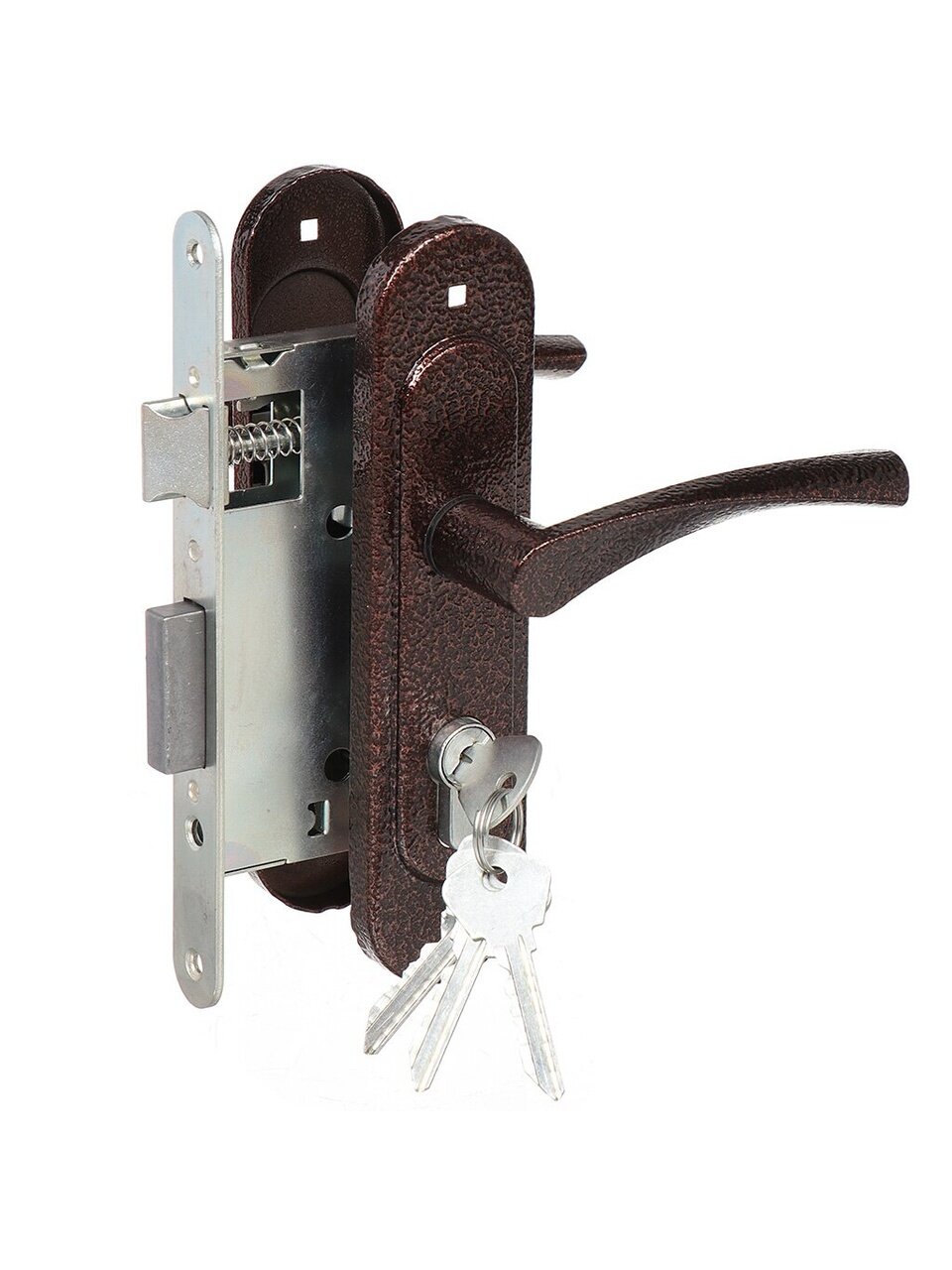 Замок врезной Птимаш, ЗВ4-3.07, 9674, ручка в комплекте, цилиндровый, медный