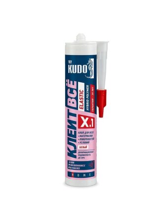 Клей-герметик KUDO, универсальный, белый, 280 мл, KX-1W, Elastic Клеит все