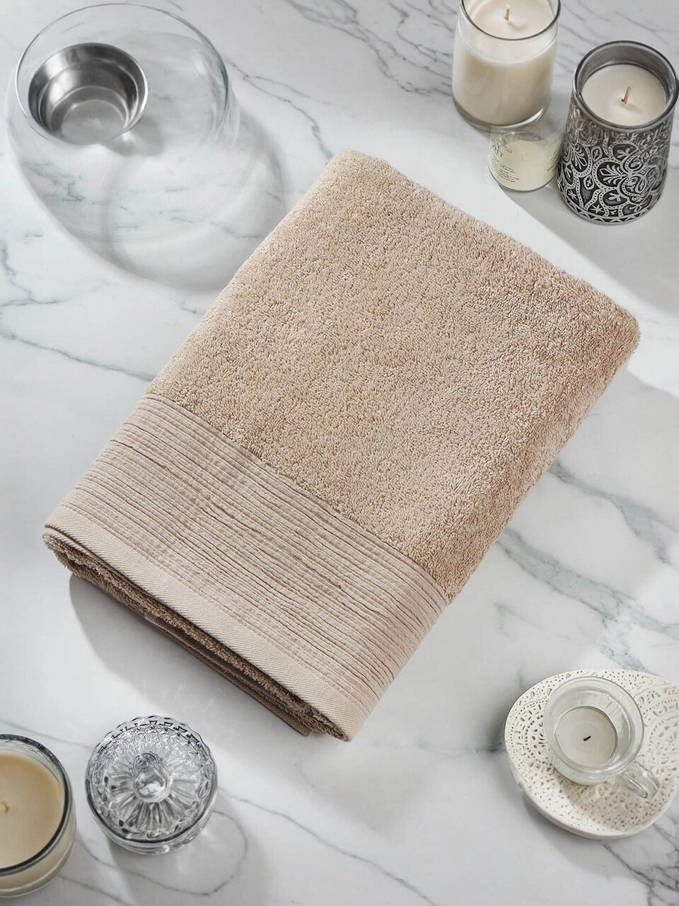 Полотенце банное 70х140 см, 100% хлопок, 450 г/м2, Эден, Silvano, кремовое, Узбекистан