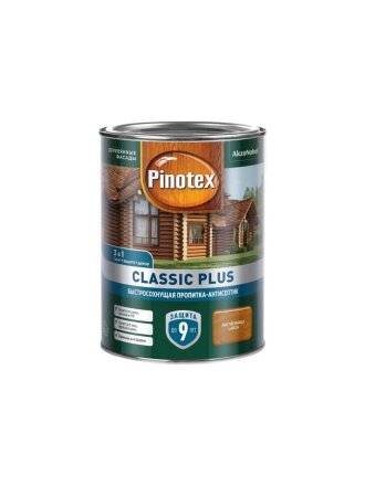 Пропитка Pinotex, Classic Plus, для дерева, антисептик, лиственница, 0.9 л