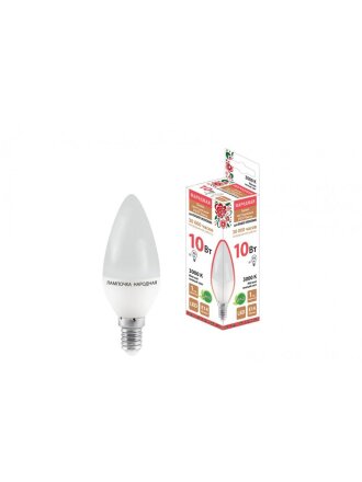 Лампа светодиодная E14, 10 Вт, 75 Вт, свеча, 3000 К, теплый белый свет, TDM Electric, Народная, SQ0340-1592