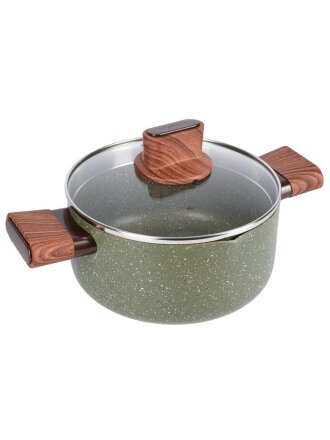 Кастрюля алюминий, антипригарное покрытие, 3.5 л, крышка стекло, Werner, Organic Forest Style, 51458, индукция