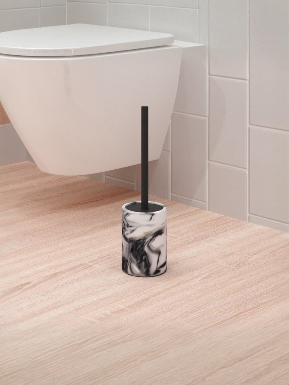 Ерш для туалета Zenfort, Лава, напольный, 9.4х9.4х36 см, полирезина, серый, 106223