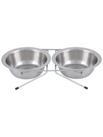 Миска для животных Рыжий кот, нержавеющая сталь, 0.3 л, двойная на подставке