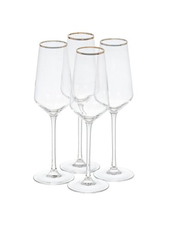 Бокал для шампанского, 230 мл, стекло, 4 шт, Cristal D'Arques, Ultime Bord Or, P7634