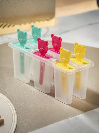 Форма для мороженого и фруктового льда Мишки, 19х7х7.8 см, пластик, Y4-6496