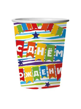 Стакан одноразовый 6 шт, 250 мл, бумажный, Микрос, в ассортименте