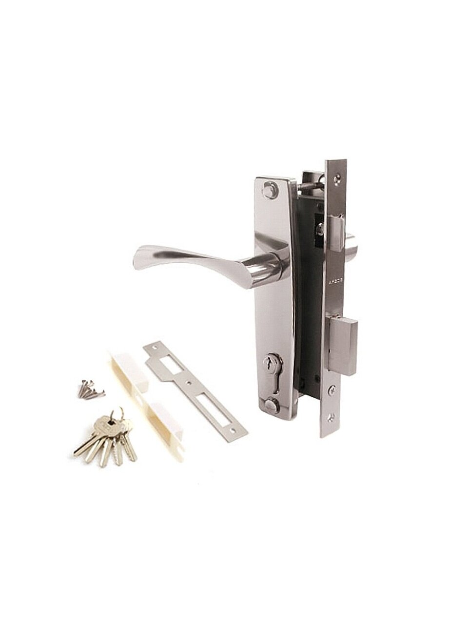 Замок врезной Apecs, 1323/60-NI, 15806, ручка в комплекте, цилиндровый, никель