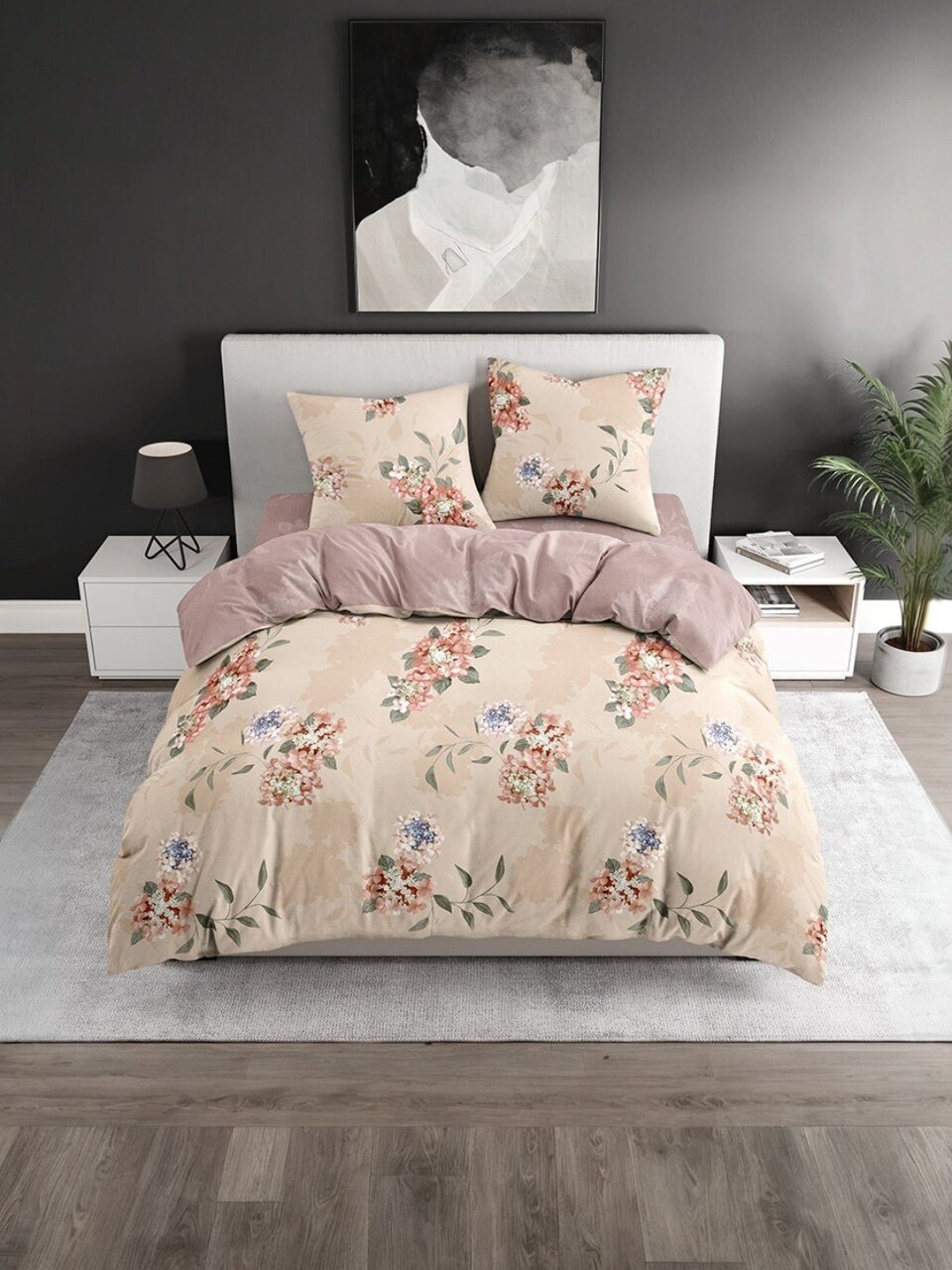 Постельное белье семейное, простыня 215х240 см, 2 наволочки 70х70 см, 2 пододеяльника 145х215 см, Silvano, поплин, Ньюдис