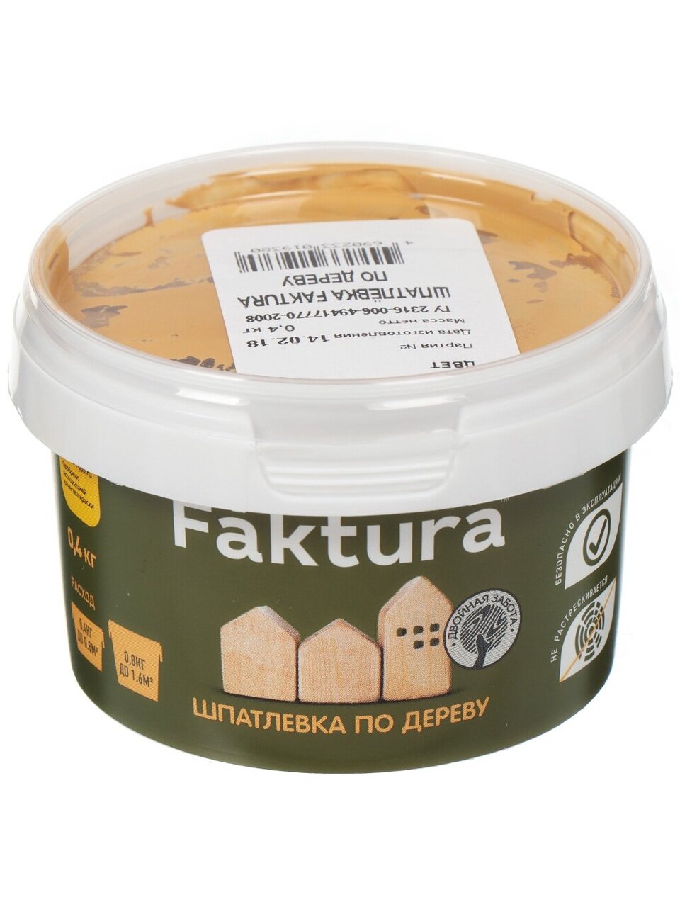 Шпатлевка Faktura, акриловая, по дереву, белая, 0.4 кг