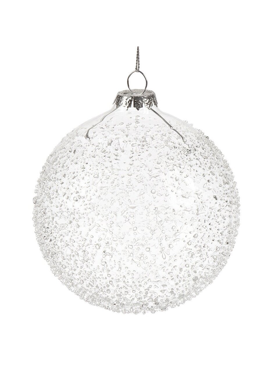 Елочный шар Застывшие капли, прозрачный, 10 см, стекло, XF24-SC008