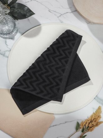 Полотенце кухонное махровое, 30х30 см, 450 г/м2, 100% хлопок, Silvano, Navy, черное, Узбекистан