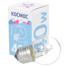 Лампа накаливания E27, 40 Вт, шар, прозрачная, Космос, LKsmSSpCL40E27v2 Лампа накаливания E27, 40 Вт, шар, прозрачная, Космос, LKsmSSpCL40E27v2