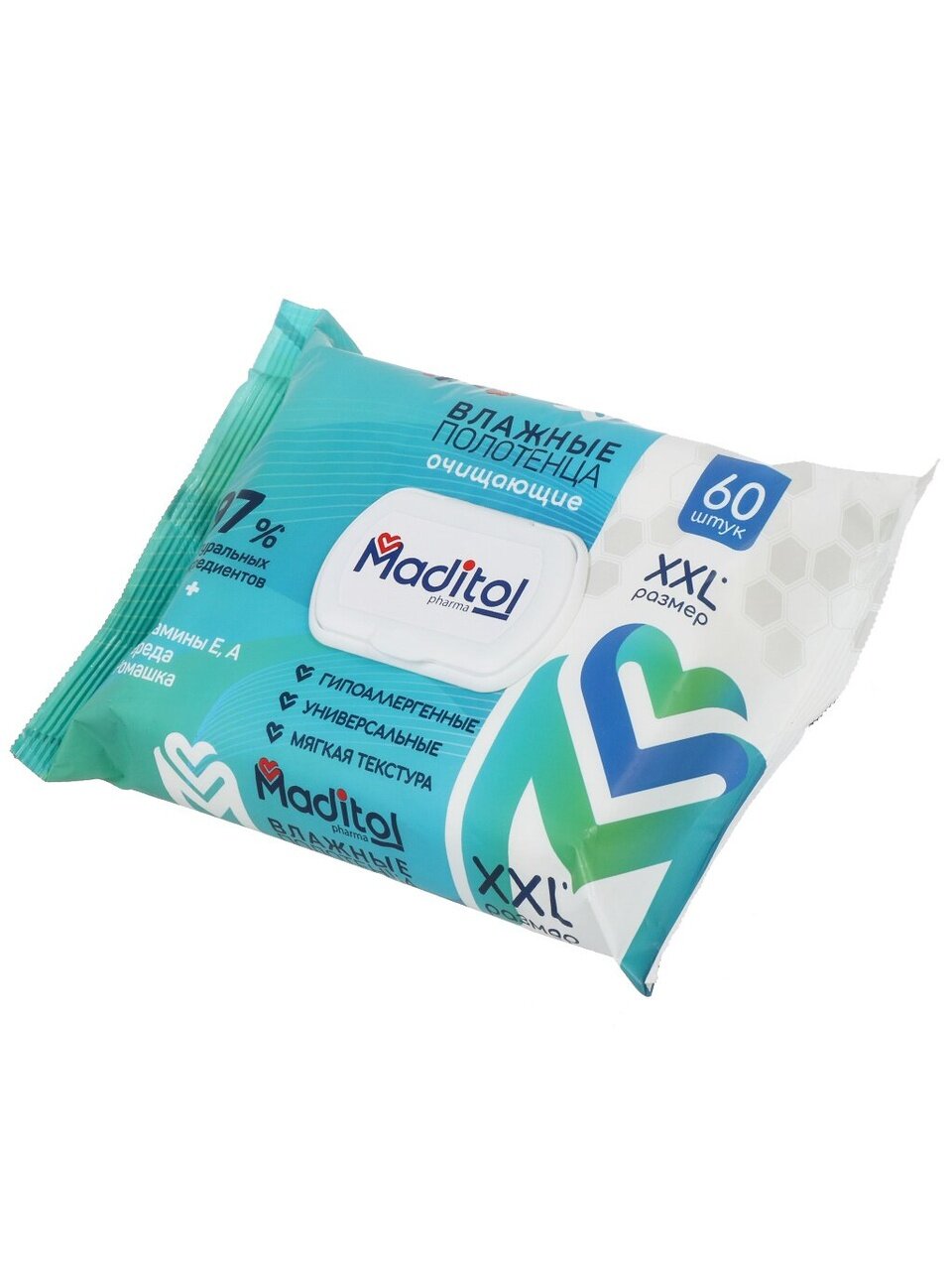 Полотенца влажные Maditol, 60 шт, очищающие, 14397
