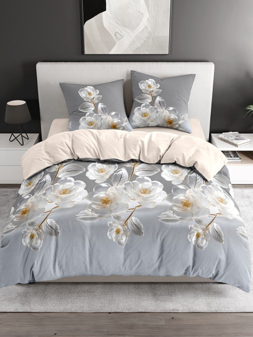 Постельное белье 2-спальное, простыня 215х220 см, 2 наволочки 70х70 см, пододеяльник 175х215 см, Bravo, поплин, Дульси