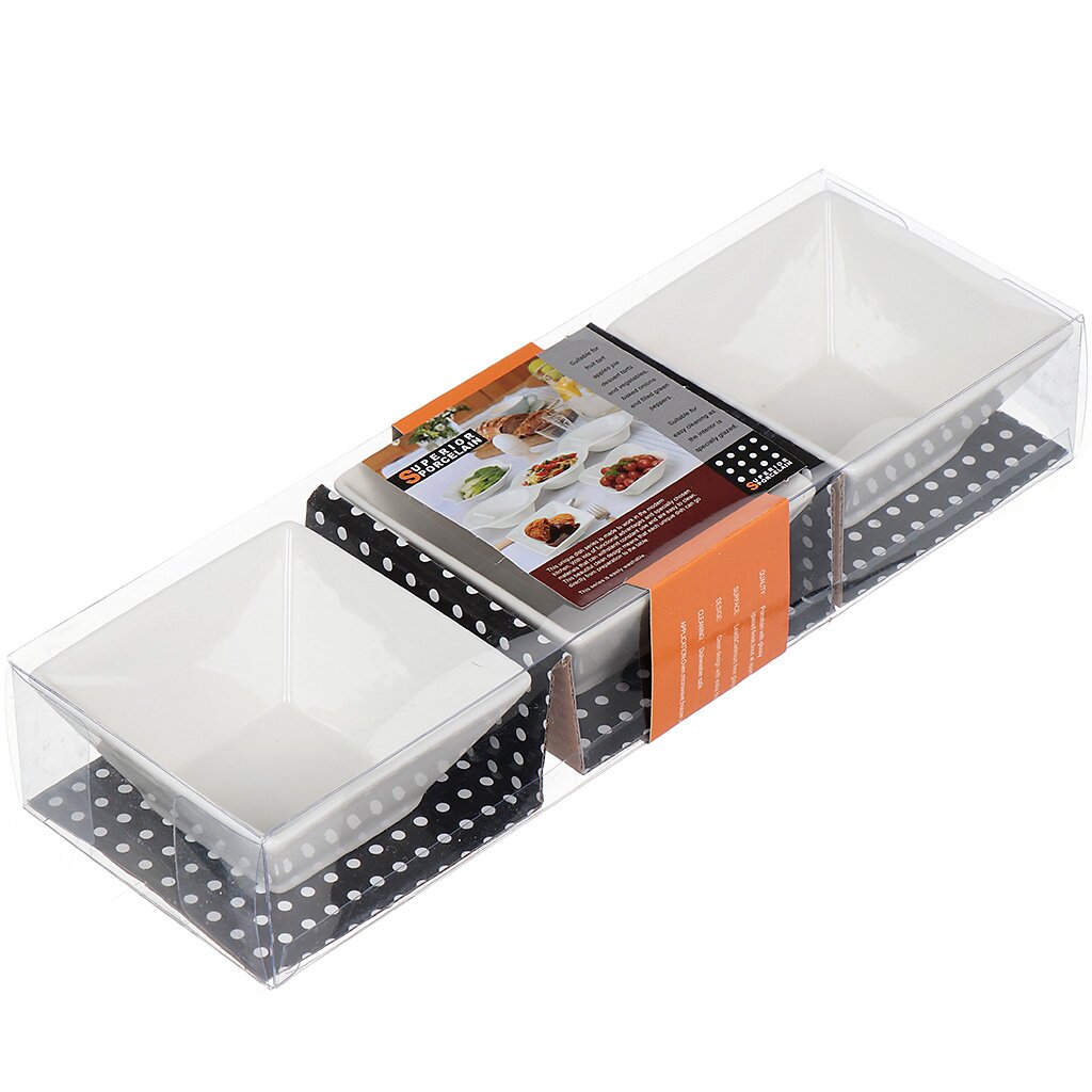 Салатник керамика, квадратный, 3 шт, 9х4.5 см, Квадрат, Y4-3222